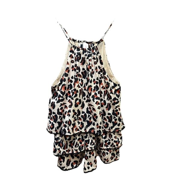 NWT Urban Outfitters Romper Keyhole Ruffle Tiered Animal Print Festival Size XS‎ - Picture 3 of 8